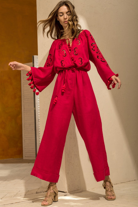 Rosha Long Jumpsuit in Red