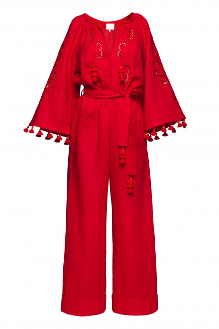 Rosha Long Jumpsuit in Red