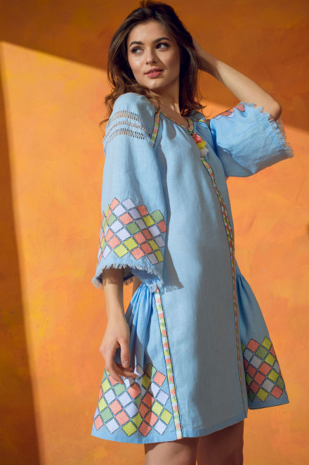 Inka Short Dress in Light Blue