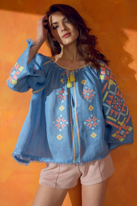 Provence Blouse in Sky Blue