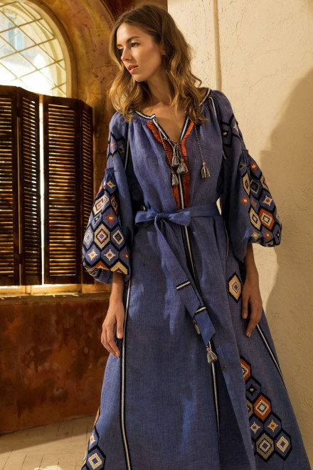 Mosa Midi Dress in Lavander Blue