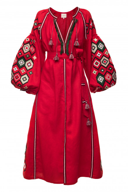 Mosa Midi Dress in Red