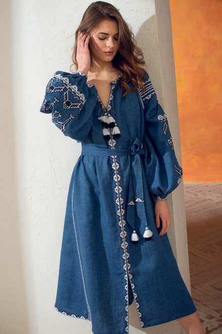 Lace Midi Dress in Blue