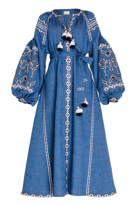 Lace Midi Dress in Blue