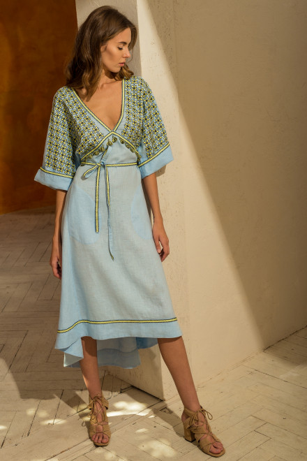 Greece Midi Dress in Light Blue