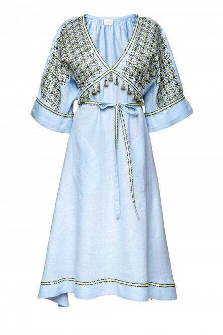 Greece Midi Dress in Light Blue