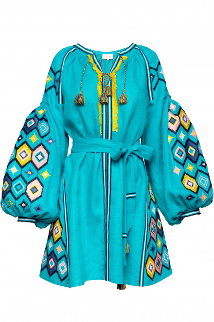 Mosa Short Dress in Turquoise