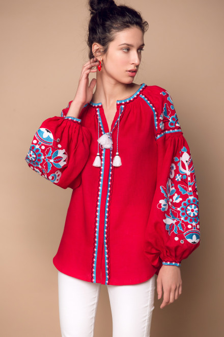 Blossom Tree Blouse in Red