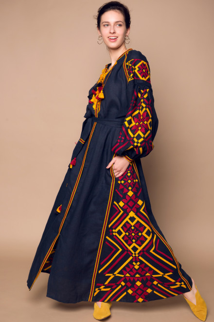 Gia Long Dress in Navy Blue