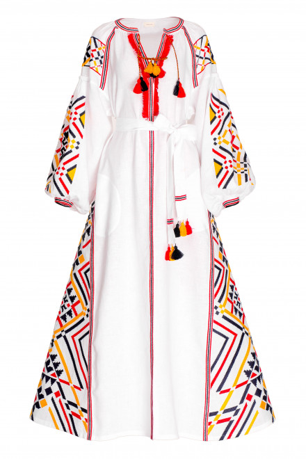Gia Long Dress in White Tricolor