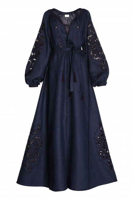 Rosha Midi Dress in Navy