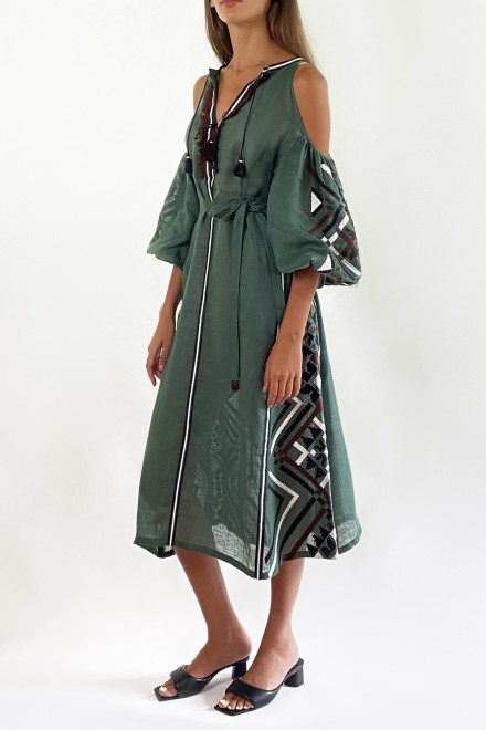 Gia Midi Dress in Green Pre-loved